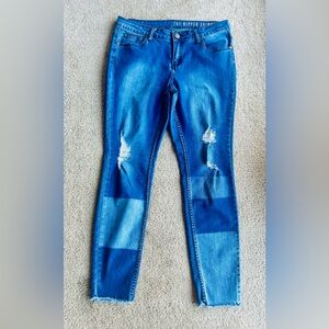 COTTON ON -THE RIPPED SKINNY JEANS TWO TONE WASH DENIM